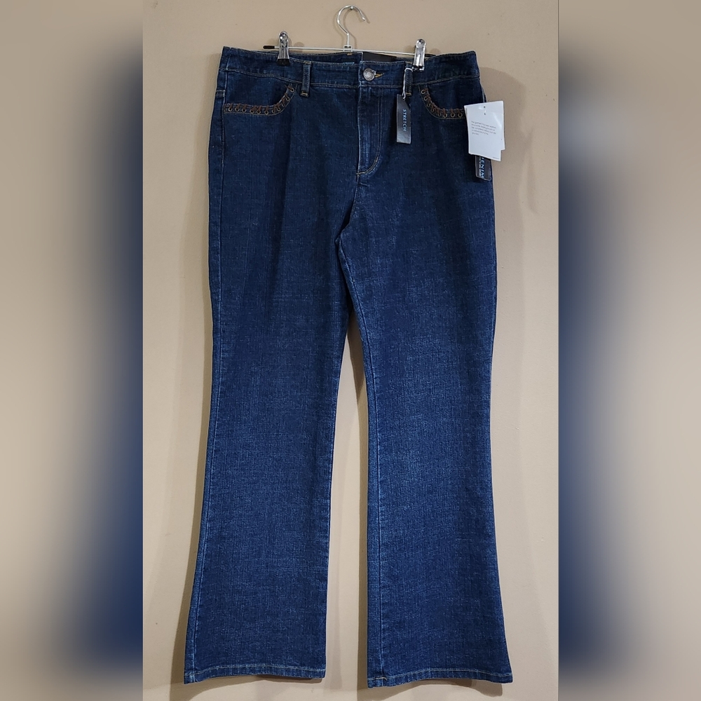 NWT Jones New York Premium Stretch Denim Flare Jeans Size-12 Hippie Retro 70's